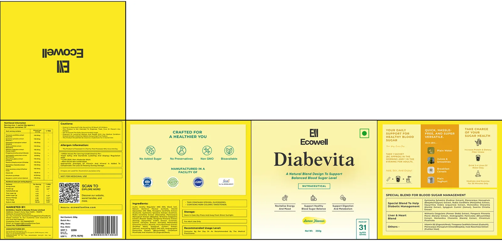 DiabeVita Packaging Dieline Box Layout